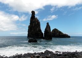 rocky shore of the ocean in Portugal