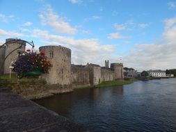 Stone aincient castle on river europe