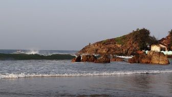 coast line near the mountain