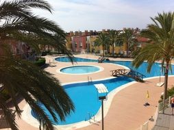 big blue swimming pool in the hotel