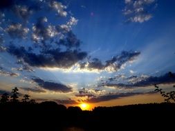 sunset light reflection in the clouds