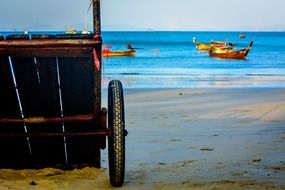 wheel cart in the sand