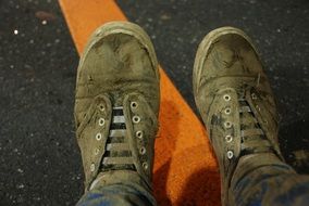 dirty worn shoes