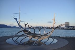 sculpture in the form of a ship in a modern style