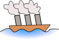 drawing of a ship on the waves