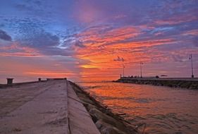 pink sunset over the beach in Pariaman