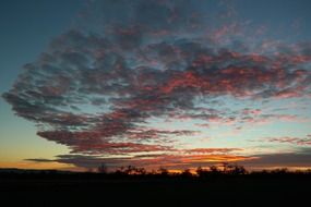 cumulus clouds at sunset
