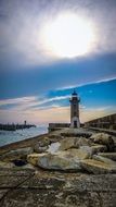 lighthouse on rocky coast, portugal, Porto