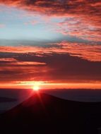 red sunset sky on hawaii island