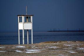 watchtower on the beach of the north sea