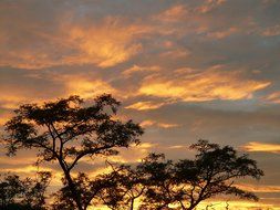 sunset fiery clouds in the Caribbean sky