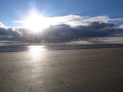 bright sun from the clouds on the beach