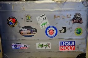 Metal case with colorful stickers