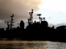 ship military dusk outlines