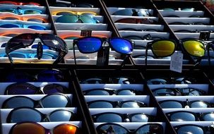 sunglasses on the shop counter