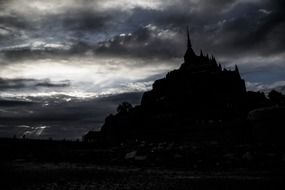 Mont Saint Michel at dusk in France