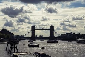 landscape of London bridge on a background of cumulus clouds