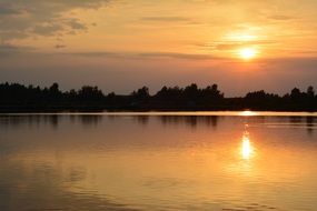 lake in a sunset glow