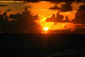 Golden sunset up the horizon