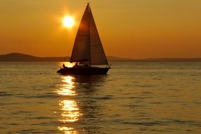 sailboat on the sea in croatia at sunset
