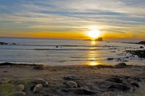 colorful romantic sunset beach sea