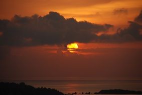 bright summer sunset on the horizon
