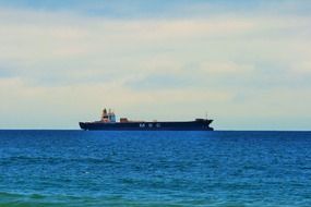 cargo barge at sea
