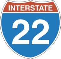 drawing of road sign interstate 22