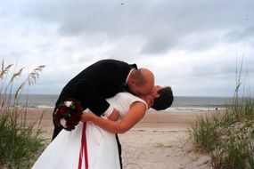 beautiful wedding photo shoot on the background of the sea