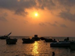 wonderful boats sunset