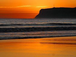 sunset afterglow over the beach