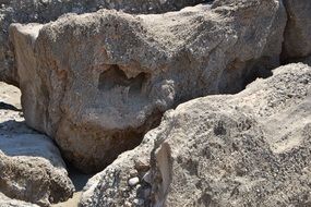 large sandstones on the beach in greece