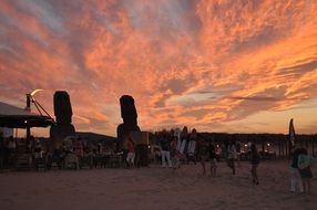 party on beach at dusk