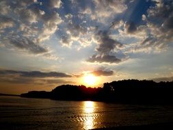 beautiful sunset water reflection in the evening