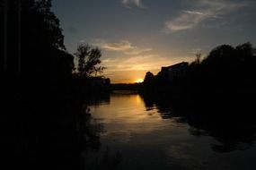 Sunset on Danube in the evening