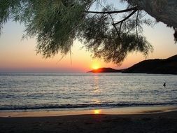 beautiful sunset over the island of Kythnos