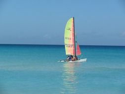 sailing ship view from the coast of Cuba