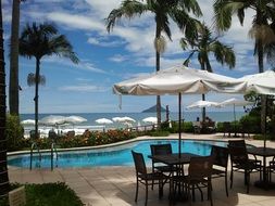 pool and bar tables in a hotel in Brazil