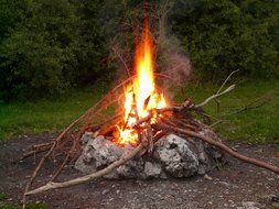 bonfire in a campsite