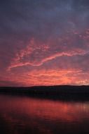 landscape of purple and pink Sunset on Danube in Romania