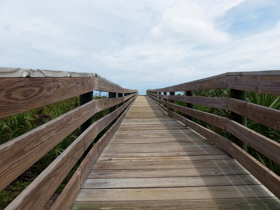 long wooden boardwalk