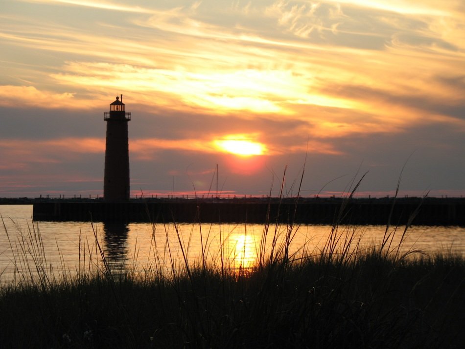 View of the lighthouse at sunset