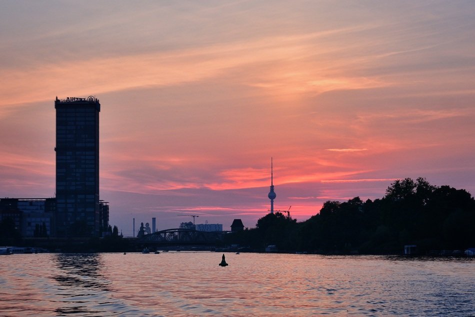 Berlin city at the sunset