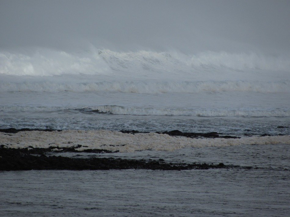 stormy ocean water on the beach