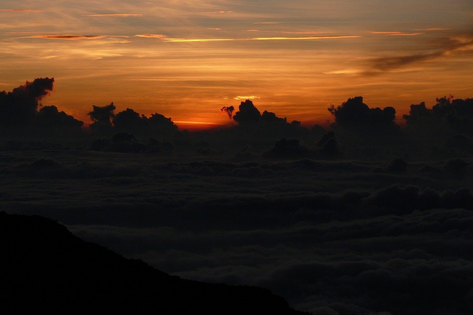 sunset over the volcano Haleakala