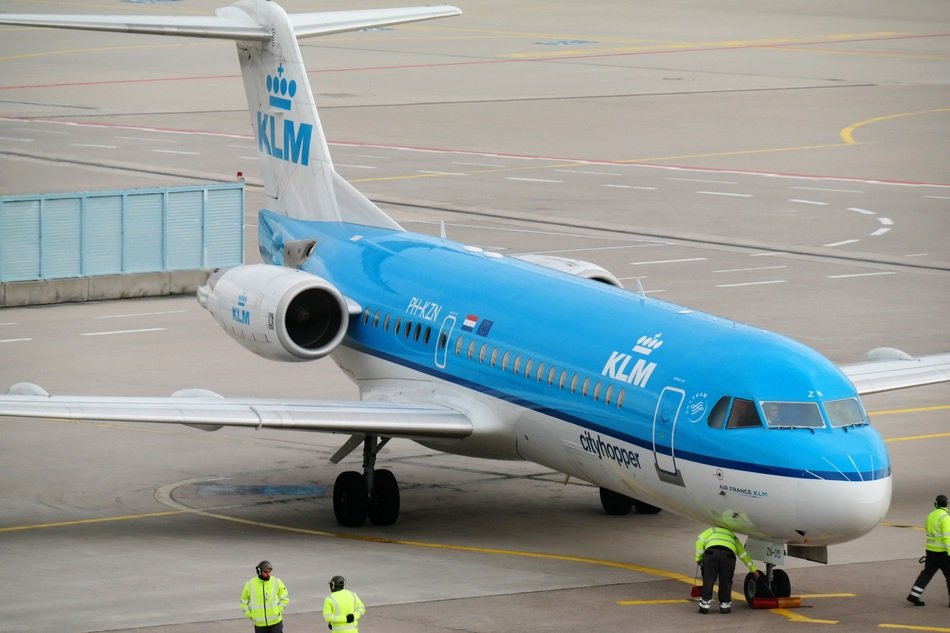 Blue aircraft in Amsterdam
