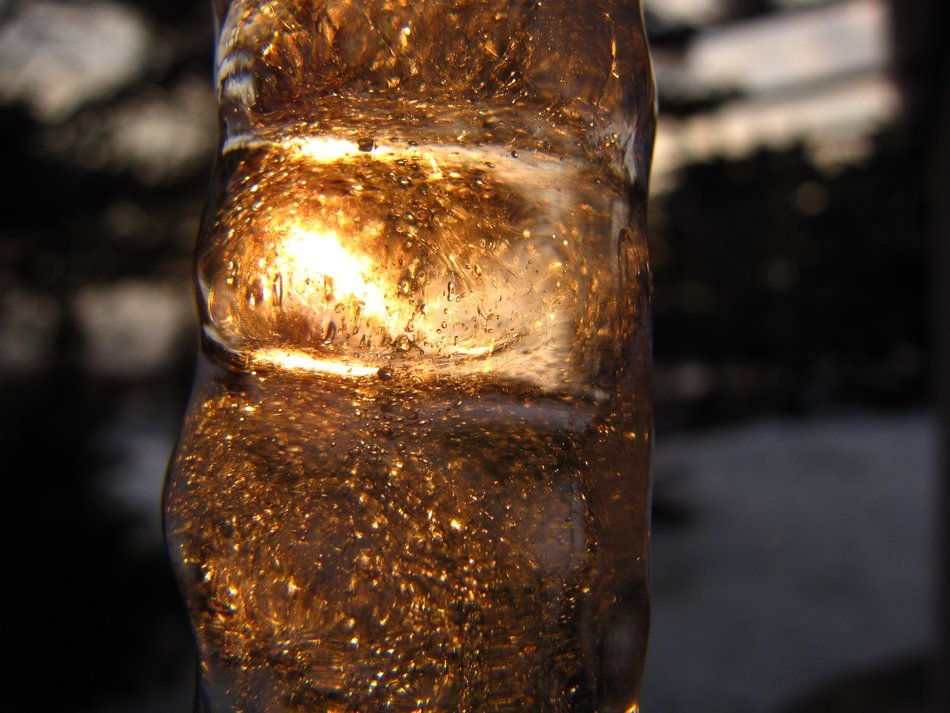 sparkle of stalactite at sunset