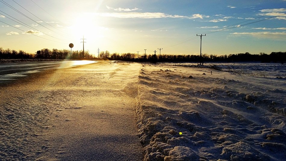 beautiful sunset in winter