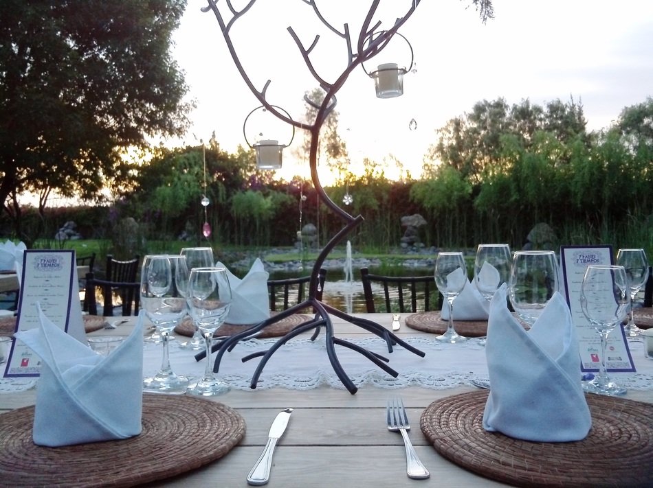 Catering on the sunset background