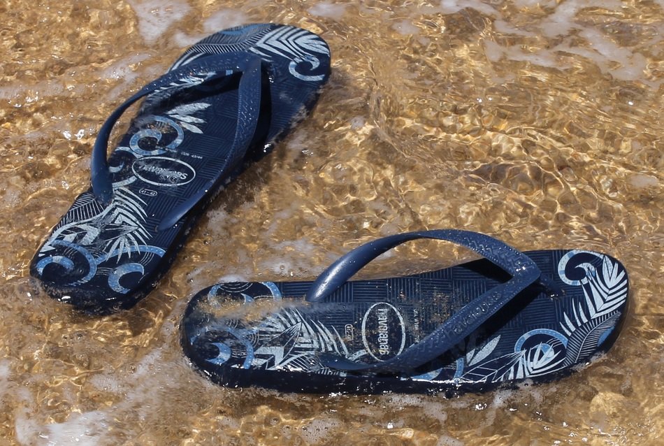 Slippers in the water